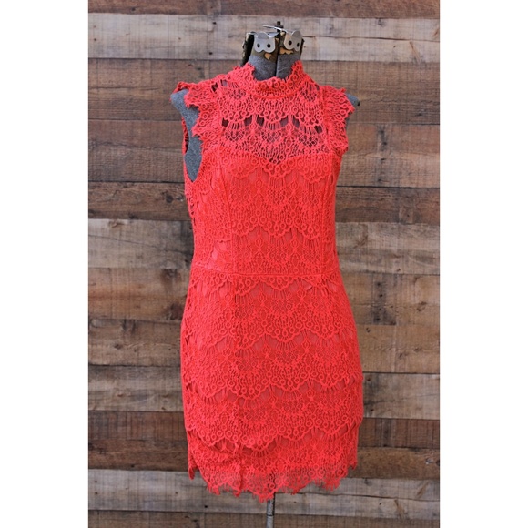 SOLD HPFree People Orange Lace Dress Small NEW - Picture 4 of 7
